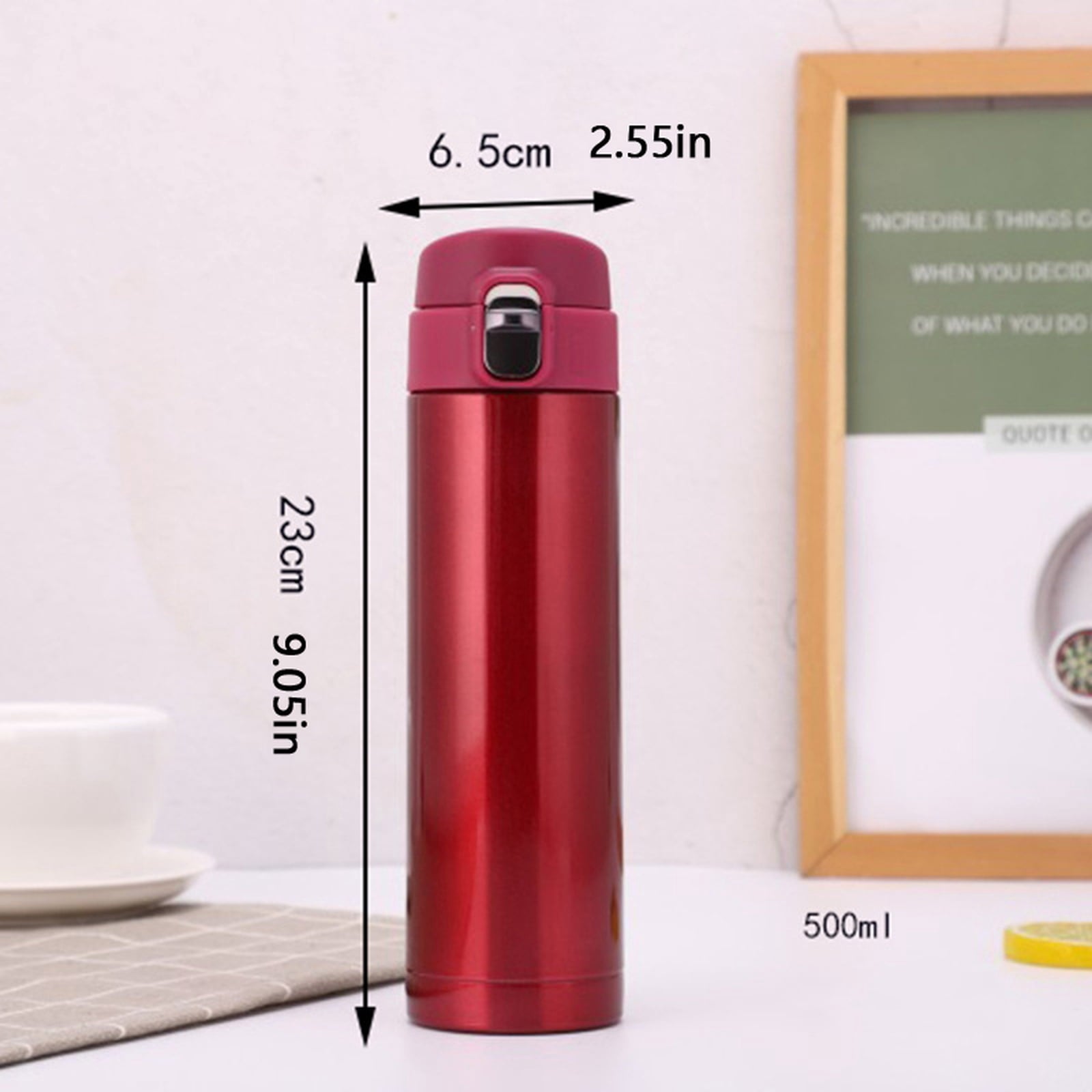Insulated Stainless Steel Water Bottle with Auto Pop Lid - Image 3